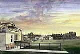 Unknown Artist kenneth reed sunset at saint andrews old course painting